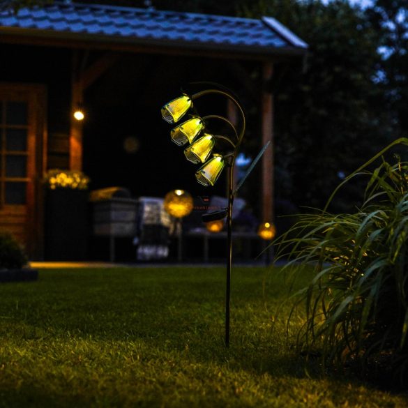 "Harangvirág" Virág alakú leszúrható szolár lámpa  LED 85 cm fém, üveg