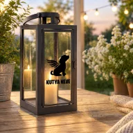   Kutya emlékőrző Lámpás kereszttel, egyedi névvel 21 cm, fekete