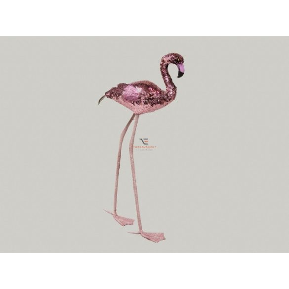 Flamingó flitteres műanyag 67 cm rózsaszín/arany karácsonyi álló dísz