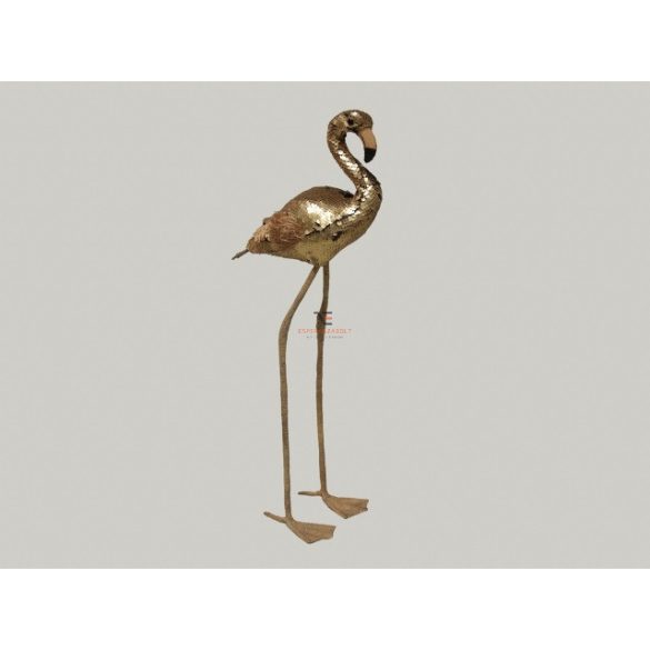 Flamingó flitteres álló műanyag 49 cm fekete/arany