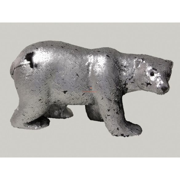 Jegesmedve flitteres álló műanyag 45x24cm fekete/ezüst karácsonyi figura