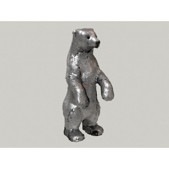 Jegesmedve flitteres álló műanyag 16x41cm fekete/ezüst karácsonyi figura