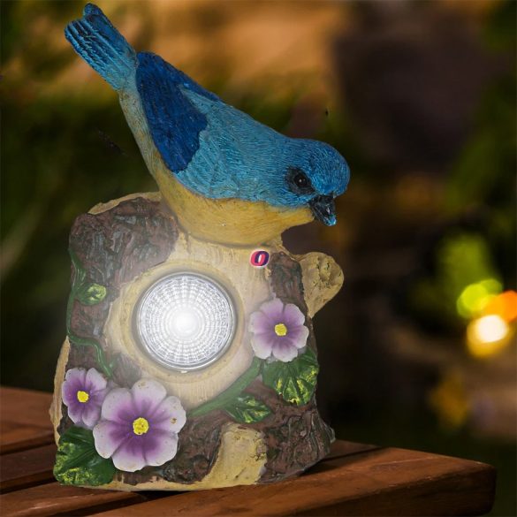 Napelemes madár figura 11cm LED
