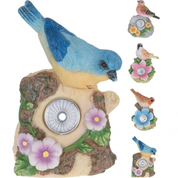 Napelemes madár figura 11cm LED