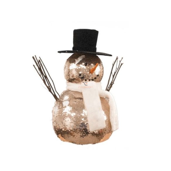 Hóember flitteres műanyag 41 cm pezsgő/fehér karácsonyi figura