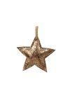 Csillag glitteres akasztós textil 8 cm arany 4 db-os szett