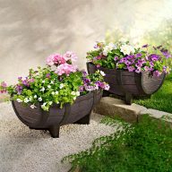 Kerti Ültethető hordó natúr színben 41x29x19 cm Kerti Ültethető hordó natúr színben 41x29x19 cm