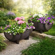 Kerti Ültethető hordó natúr színben 41x29x19 cm