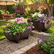 Kerti Ültethető hordó tölgy színben 41x29x19 cm