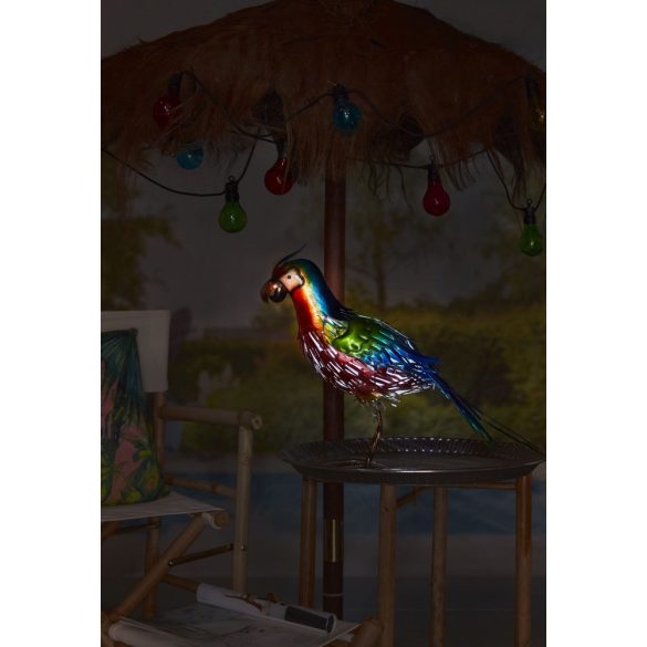 XL Papagáj kerti figura Napelemes lámpa 57 cm fém