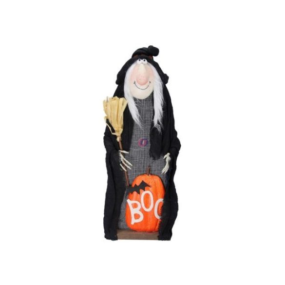 Boszorkány Halloween tökkel textil 61 cm fekete