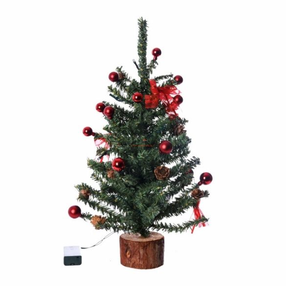 Fenyőfa műanyag 50cm zöld, piros karácsonyi LED figura