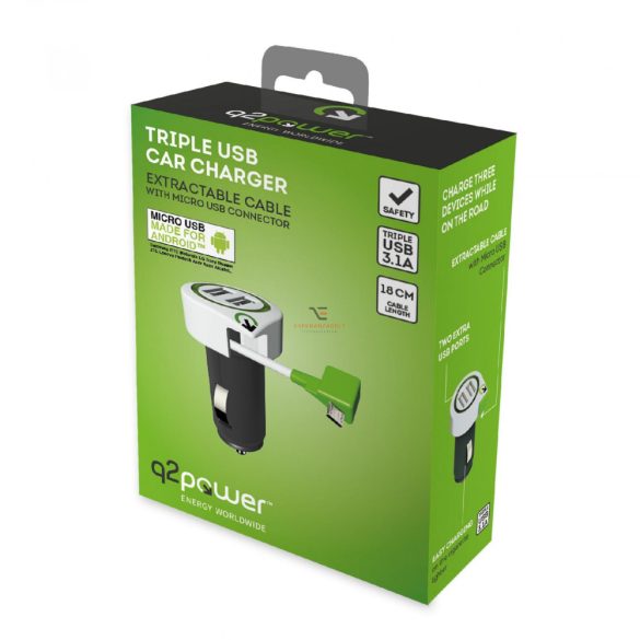 Home Autós USB töltő Triple USB Car Charger Micro USB Connector" Q2" 3.100110