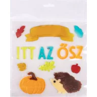   Őszi ablakdekoráció zselés, "Itt az Ősz" 25 cm, színes