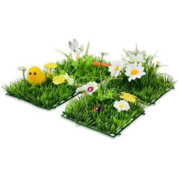 Fűszőnyeg tavaszi virágokkal 12,5x12,5cm zöld,sárga 4 féle