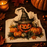 Őszi mintás szalvéta 12 db-os - 33 cm - Halloween tökök