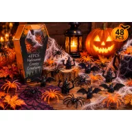   Halloween Figurák – 48 db-os Szett Szellemekkel, Csontvázakkal és Tökkel