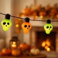 LED Fényfüzér – Halloween Koponya Design, 10 LED, 1,2 m