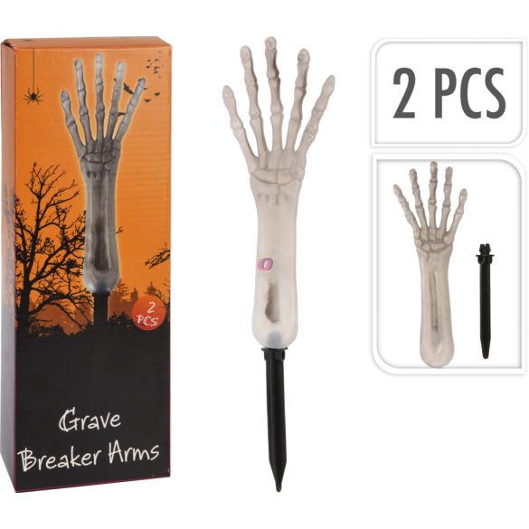 2 db Halloween foszforeszkáló Csontvázkar – Kerti Dekoráció, 29 cm
