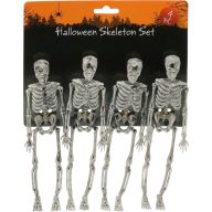 Halloween Akasztós Csontváz Dekor – 4 db-os Szett, 17 cm