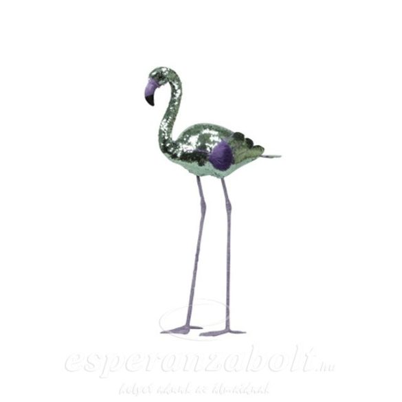 Flamingó flitteres álló 95 cm zöld/lila