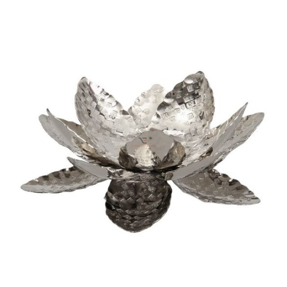 Tavirózsa dekor fém 15cm ezüst