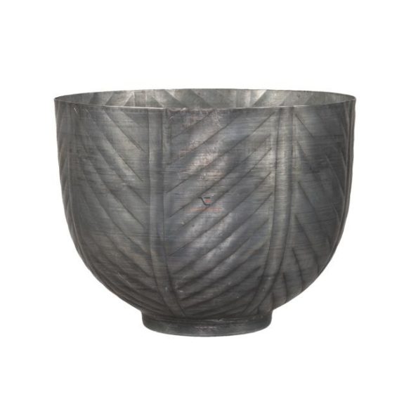 Kaspó kerek csíkos fém 20,5x15,5 cm szürke