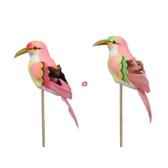 Tavaszi dekor madár betűzős 15,5cm rózsaszín 6 db-os