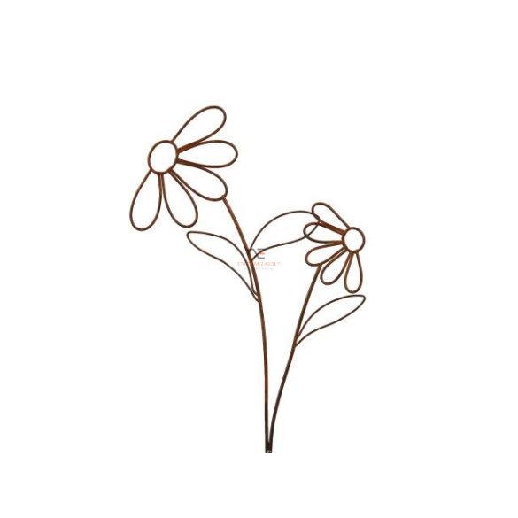 Virág dekor fém 18,5 cm barna