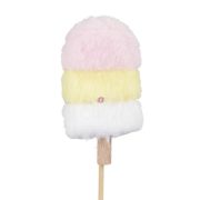 Jégkrém betűzős textil 10 cm rózsaszín, fehér, sárga