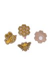 Méhecske dekor öntapadós fa 3,5-4cm sárga 36 db-os szett - 367755