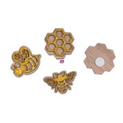   Méhecske dekor öntapadós fa 3,5-4cm sárga 36 db-os szett - 367755