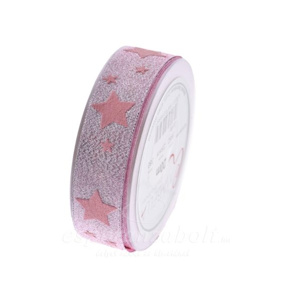 Karácsonyi Szalag glitteres csillagokkal 25mmx20m rózsaszín