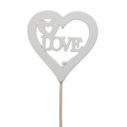 Szív love felirattal betűzős fa 7 cm fehér 5-db-os szett