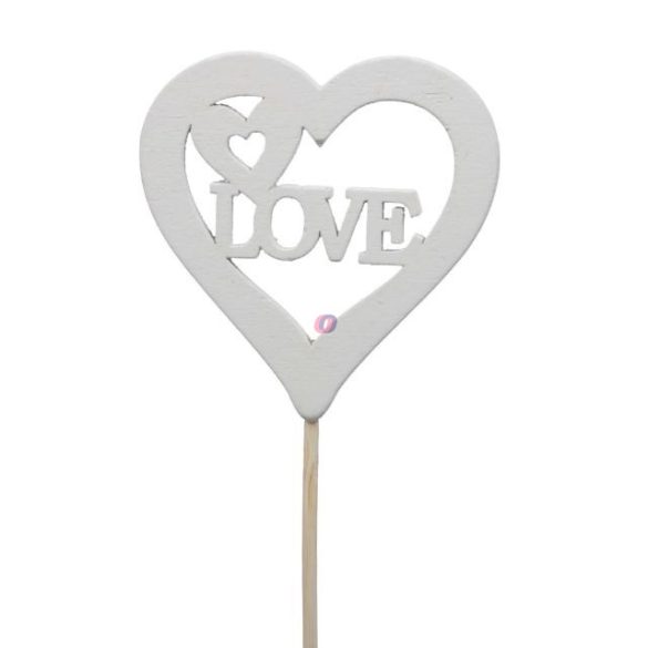Szív love felirattal betűzős fa 7 cm fehér 5-db-os szett