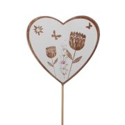 Szív virággal betűzős fa 11 cm fehér 4-db-os szett