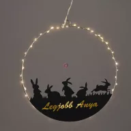   Névre szóló tavaszi akasztós világítós dísz világítással nyulakkal 30 cm