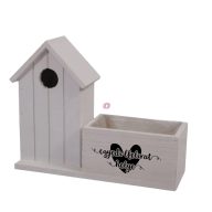 XL Egyedi ültetőláda madárházzal, virágoknak, személyre szabható felirattal   XL Egyedi ültetőláda madárházzal, virágoknak, személyre szabható felirattal