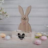   XL Egyedi nyuszis ültetőláda virágoknak, személyre szabható felirattal