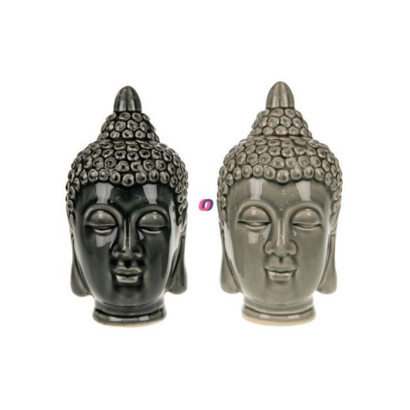 Buddha fej kerámia 10x10x20cm szürke