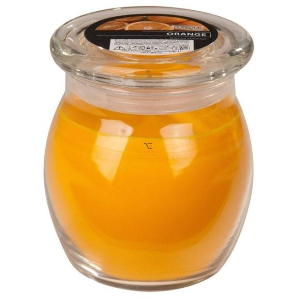 Illatgyertya üvegben 9x11cm narancs