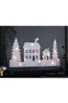 Deconline Világító ablakdísz Házak 20x60 cm melegfehér LED-es elemes