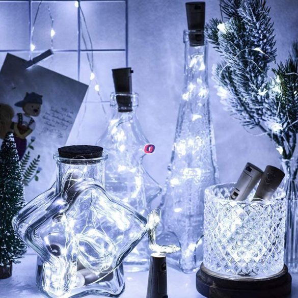 Borosüveg dugó fényfüzér világítás 30 LED hidegfehér