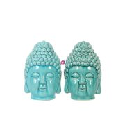Buddha fej kerámia 12x11x18,5cm kék, zöld 2 féle