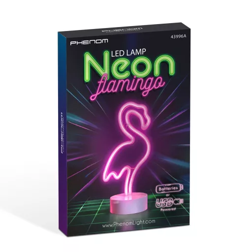 Neon rózsaszín flamingó LED lámpa  - USB + elemes működés 29,5 cm