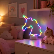   Neon színes unikornis LED lámpa  - USB + elemes működés 28,5 cm
