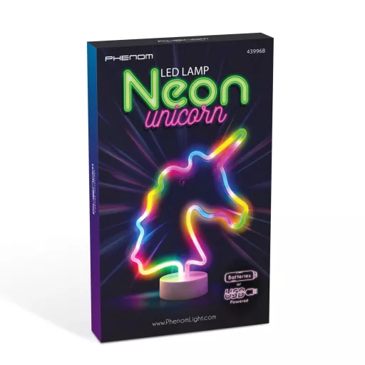 Neon színes unikornis LED lámpa  - USB + elemes működés 28,5 cm