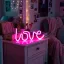 Neon rózsaszín "Love" felirat LED lámpa  - USB + elemes működés 34 cm