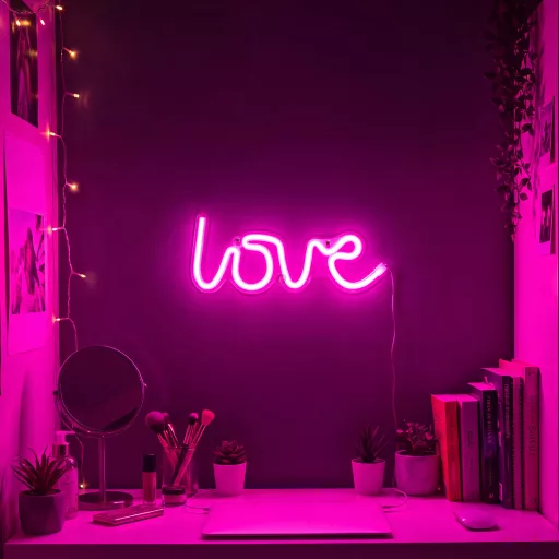 Neon rózsaszín "Love" felirat LED lámpa  - USB + elemes működés 34 cm