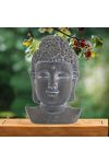 Buddha fej cement 9.8x9x14.5 cm világos szürke